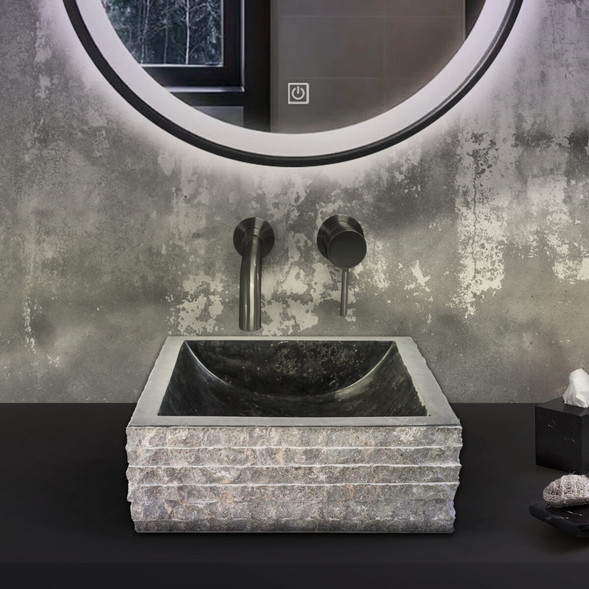 Vierkante Wastafel Alur Wasbakvorm - Zwart 40x40x15cm - Afbeelding 3