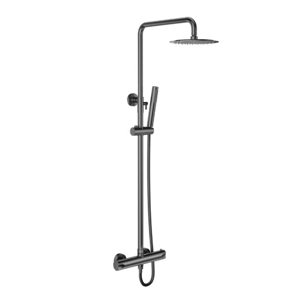 ALONI OPTIMA RONDO RAIN SHOWER SET – THERMOSTATIC – EXPOSED – GUNMETAL