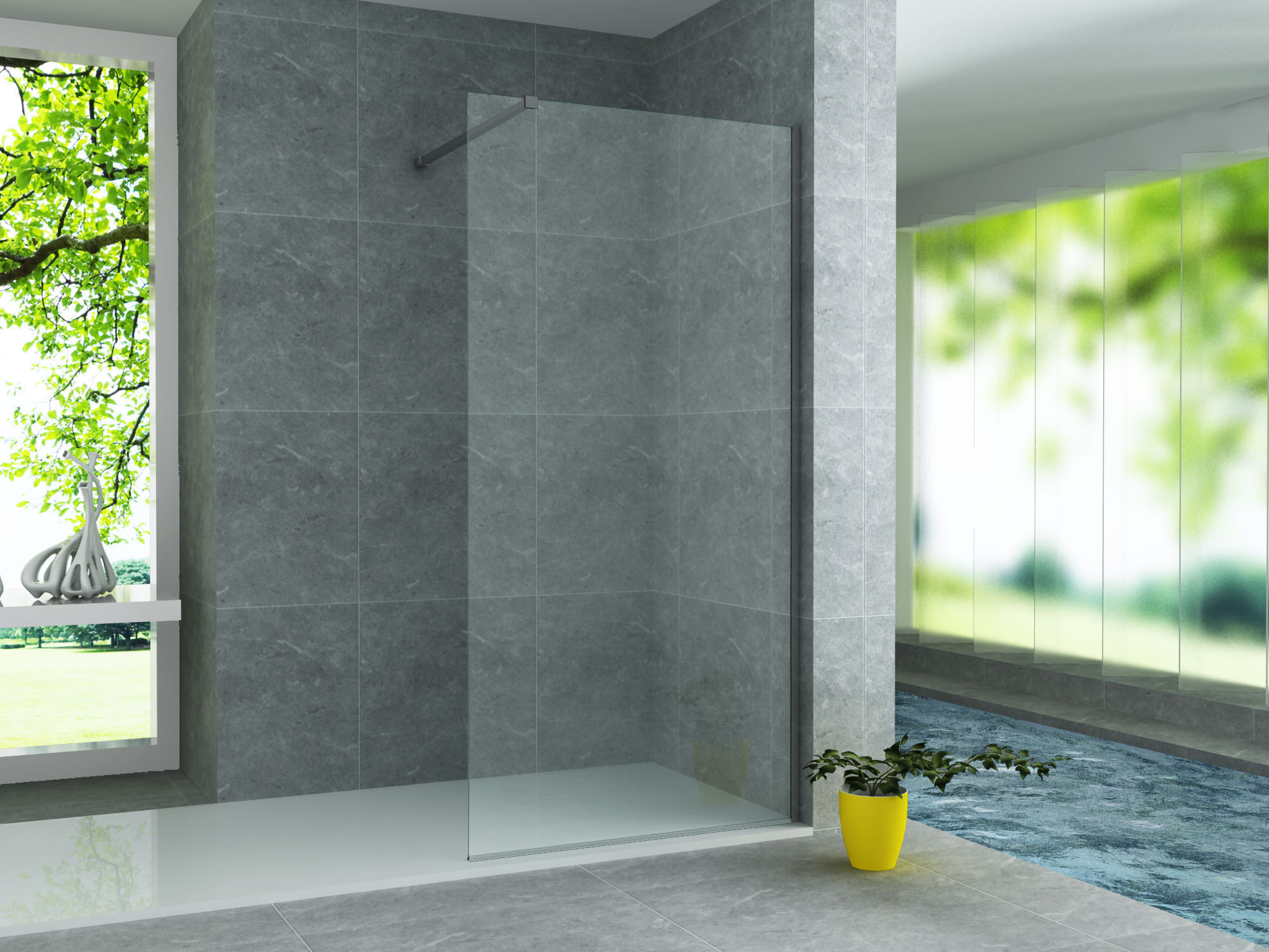 PR001GG20amb-3.jpg ALONI GLASS WALK-IN SHOWER PANEL 8MM (120X200CM) - WITHOUT FIXINGS - Image 1