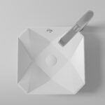 CREAVIT RUBY RB040 WASKOM - AANLAAF - KERAMIEK - ZONDER OVERLOOP - ZONDER KRAANGAT - 40X8,5X40 CM - GLANZEND WIT - Afbeelding 3