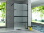 ALONI WALK-IN SHOWER PANEL WITH GRID 8MM (80X200CM) - MATT BLACK