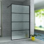 ALONI WALK-IN SHOWER PANEL WITH GRID 8MM (80X200CM) - MATT BLACK