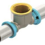 ERFU MULTI-LAYER CRIMP FEMALE TEE 26 MM X 3/4F-V X 26 MM – DVGW CERTIFIED PRESS FITTING, MULTI-PROFILE U/H/TH