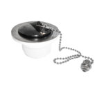 SINK WITH BUMPER – WITH DRAIN STOPPER AND CHAIN - STEEL – 37X50,5X33 CM – GLOSSY WHITE - Image 3