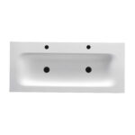WONDA ROUND SLIM WASHBASIN - 1 BASIN - WITH OVERFLOW - 2 TAP HOLES - POLYRESIN - 120X1,6X52,5 CM - MATT WHITE