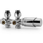 ERFU RADIATOR VALVE - DESIGN - THERMOSTATIC - WALL AND FLOOR CONNECTION - 1/2MX16/2 M30 - STAINLESS STEEL BRUSHED CHROME