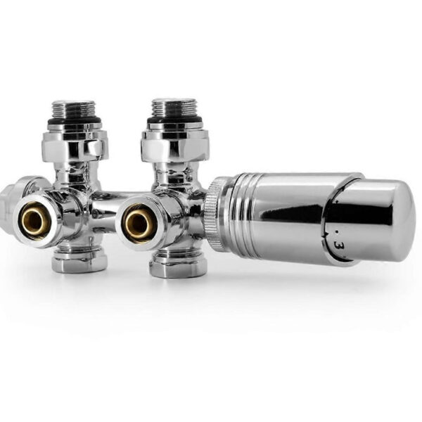 ERFU RADIATOR VALVE - DESIGN - THERMOSTATIC - WALL AND FLOOR CONNECTION - 1/2MX16/2 M30 - STAINLESS STEEL BRUSHED CHROME