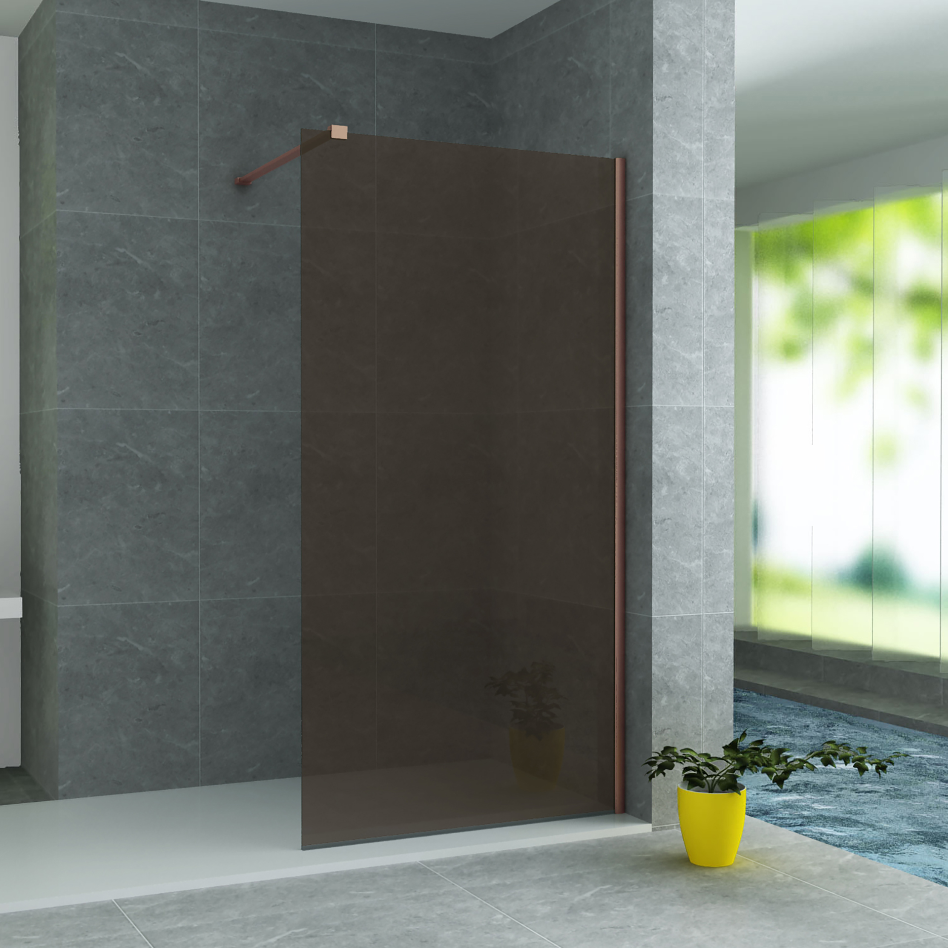 copa140.jpg ALONI SHOWER PANEL CHAMPAGNE GLASS WITH COPPER PROFILE (140X200MM) - Image 1