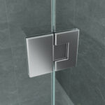 ALONI SHOWER ENCLOSURE WITH PIVOT DOOR AND 2 FIXED PANELS AND SIDE PANEL - WITH ANTI-CALCAIRE TREATMENT - REVERSIBLE - 8MM SAFETY GLASS - 90X120X195 CM - CHROME - CLEAR GLASS - Image 3