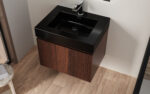 ALONI WASHBASIN- 1 BASIN - WITH OVERFLOW - 1 TAP HOLE - POLYRESIN - 60X10X46 CM - MATT BLACK - Image 3