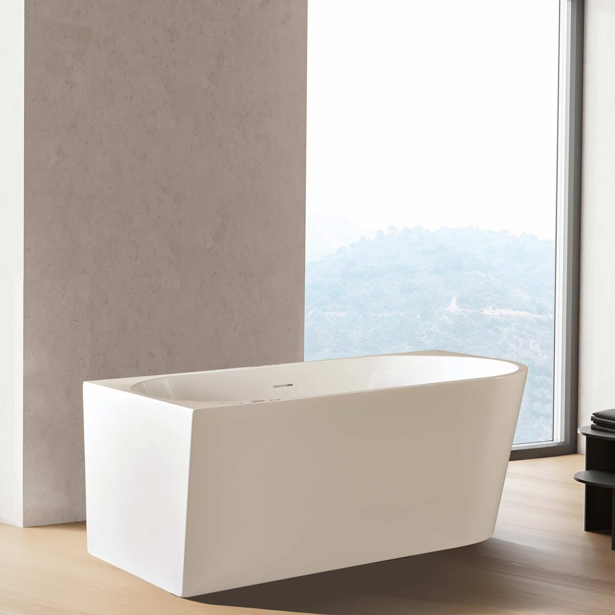 Aloni Corner Bathtub - Left - With Drainer Set And Click Waste - Acrylic - 180x80x58 Cm - Glossy White - Image 2