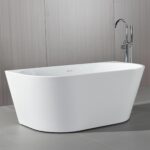 ALONI BACK TO WALL BATHTUB - WITH DRAINER SET AND CLICK WASTE - ACRYLIC - 170X78X58 CM - GLOSSY WHITE - Image 2