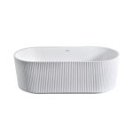 ALONI MUFFLY FREESTANDING BATHTUB WITH VERTICAL STRIPES - WITH DRAINER SET AND CLICK WASTE - ACRYLIC - 170X80X58 CM - MATT WHITE - Image 2