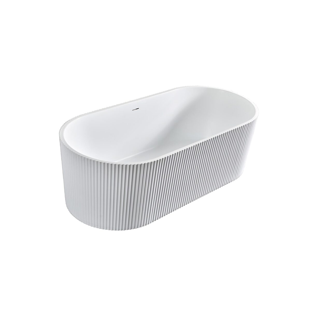 ALONI MUFFLY VRIJSTAANDE BAD MET VERTICALE STREPEN - MET AFVOERSET EN KLIKWASTE - ACRYL - 170X80X58 CM - MAT WIT - Afbeelding 4