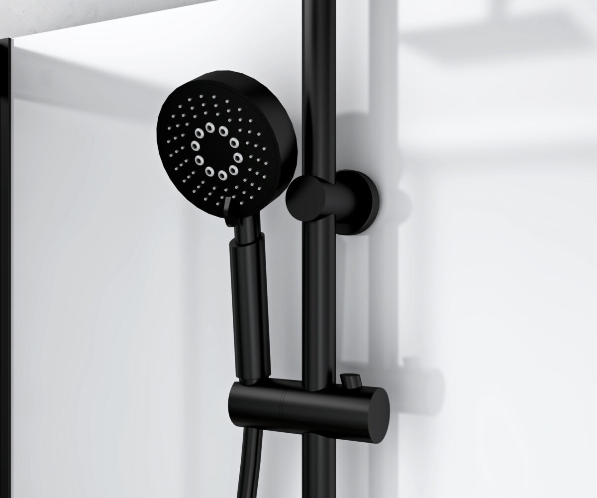 Marani Complete Shower Enclosure With Sliding Door - Reversible - 120x225x90 Cm - Matt Black - Smoked Glass - Image 4