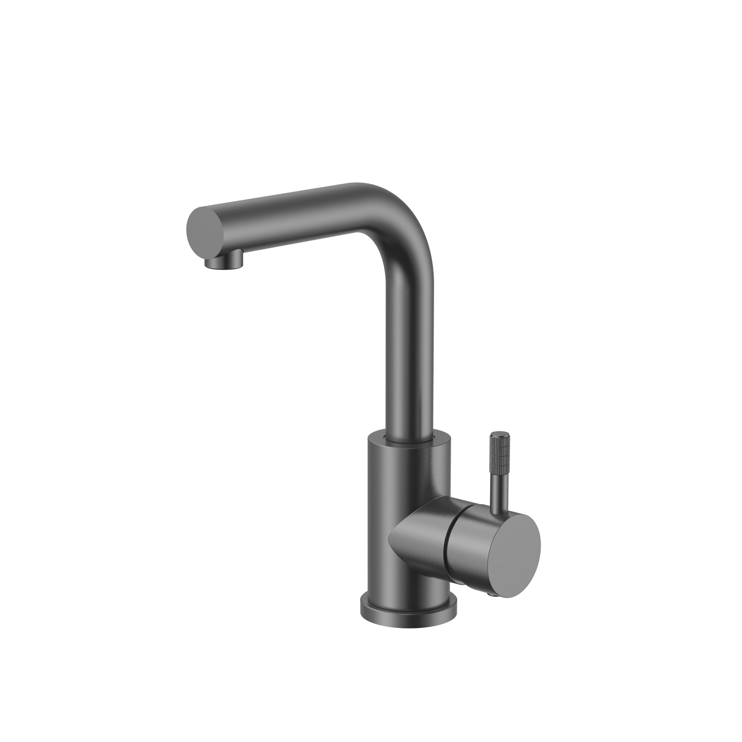 prm1121-gg.jpg STRIA BASIN/KITCHEN MIXER – STRAIGHT SWIVEL SPOUT – COLD START – REFINED RIBBED HANDLE – WITHOUT WASTE – GUNMETAL - Image 1