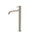 STRIA BASIN MIXER – HIGH RISE – COLD START – REFINED RIBBED HANDLE – WITHOUT WASTE – BRUSHED STAINLESS STEEL