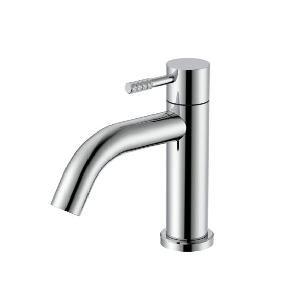 STRIA COLD WATER TAP – REFINED RIBBED HANDLE – WITHOUT WASTE – CHROME