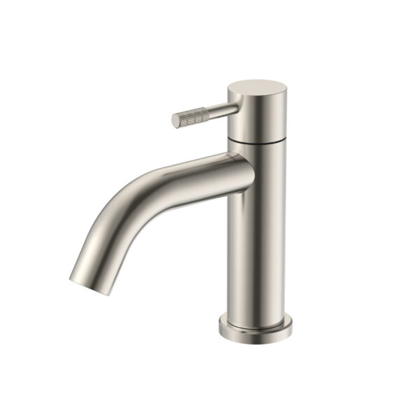 STRIA COLD WATER TAP – REFINED RIBBED HANDLE – WITHOUT WASTE – BRUSHED STAINLESS STEEL