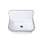 SINK WITH BUMPER – WITH DRAIN STOPPER AND CHAIN - STEEL – 37X50,5X33 CM – GLOSSY WHITE - Image 2