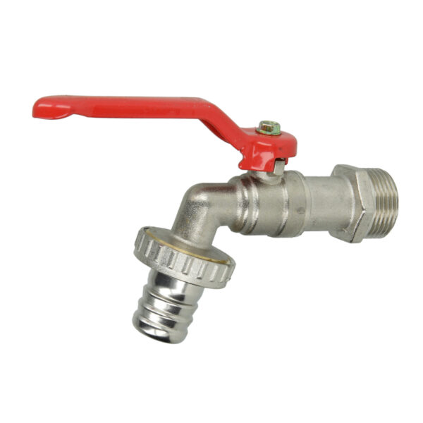 MAT VERCHROOMDE DUBBELE BEDIENINGSKOGELKRAAN MET RODE HANDVAT 132 3/4