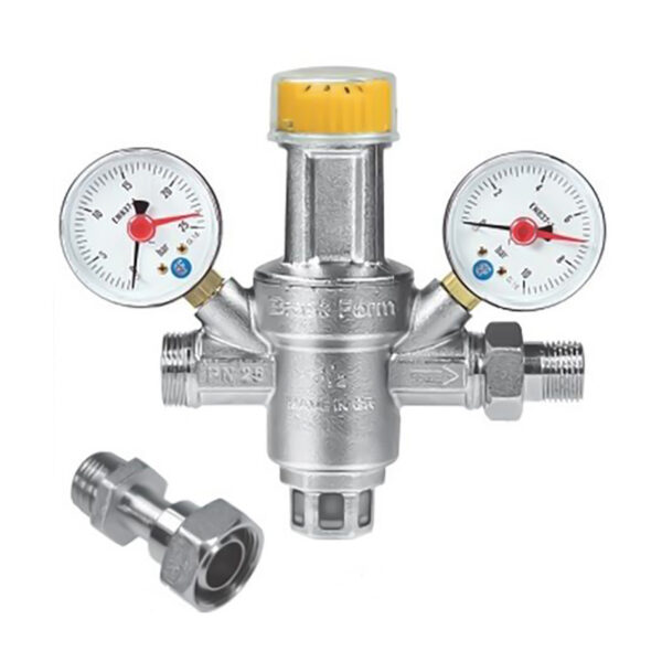 RÉGULATEUR DE PRESSION 1/2” AVEC RACCORDS RÉGLABLES, 25 BAR