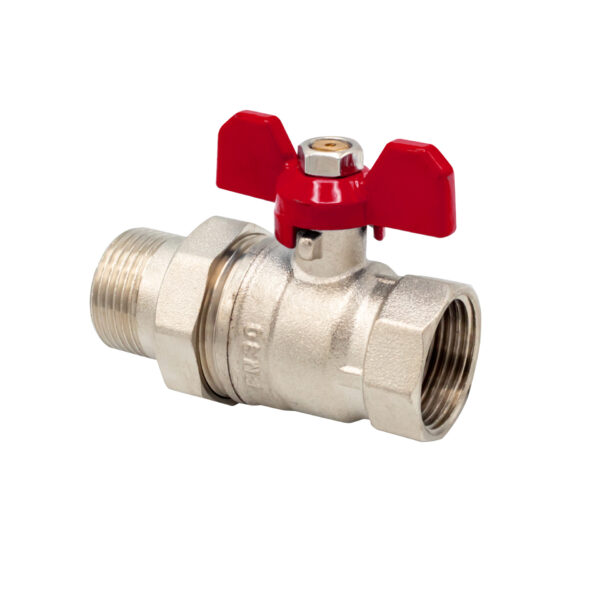 KOGELKRAAN MET VLINDER MF EN LOSSE KOPPELING 3/4" - ROOD