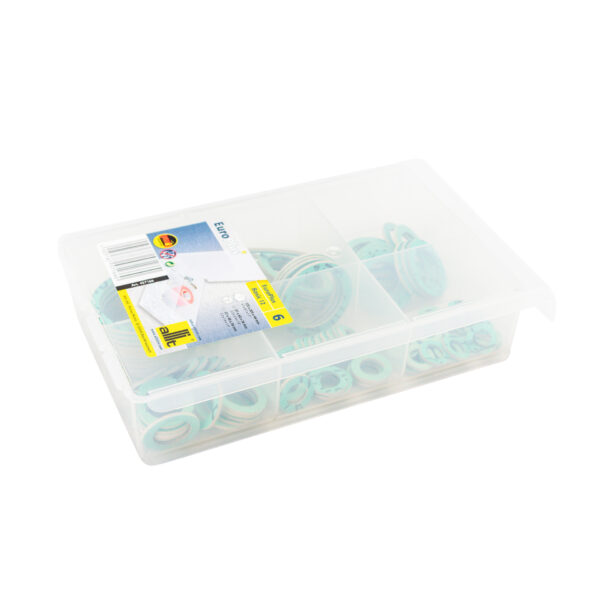 BOÎTE EN PLASTIQUE SOUPLE INCASTABLE/ASSORT.DE 120 JOINTS VERTS 3/8 À 6/4