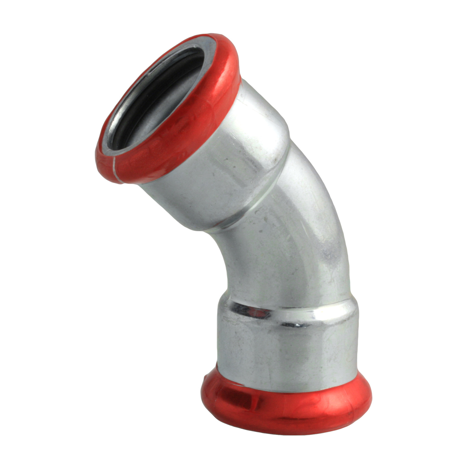 PRESS GEGALVANISEERD STAAL 'M' BOCHT 45° 28 X 28 MM.VR.VR.C22ZFLBP