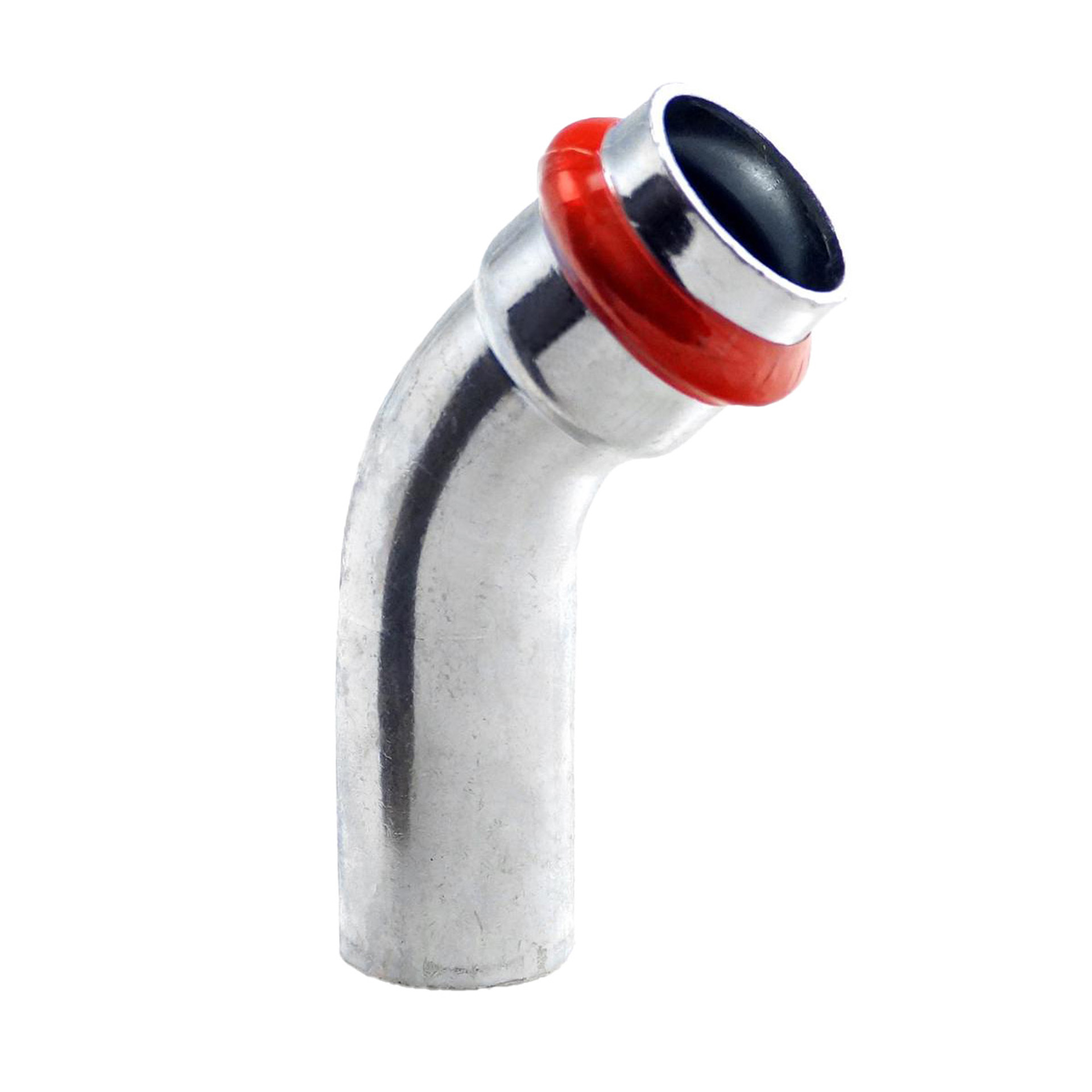 PRESS GEGALVANISEERD STAAL 'V' BOCHT 45° M.VR.28 C23ZFVILBP