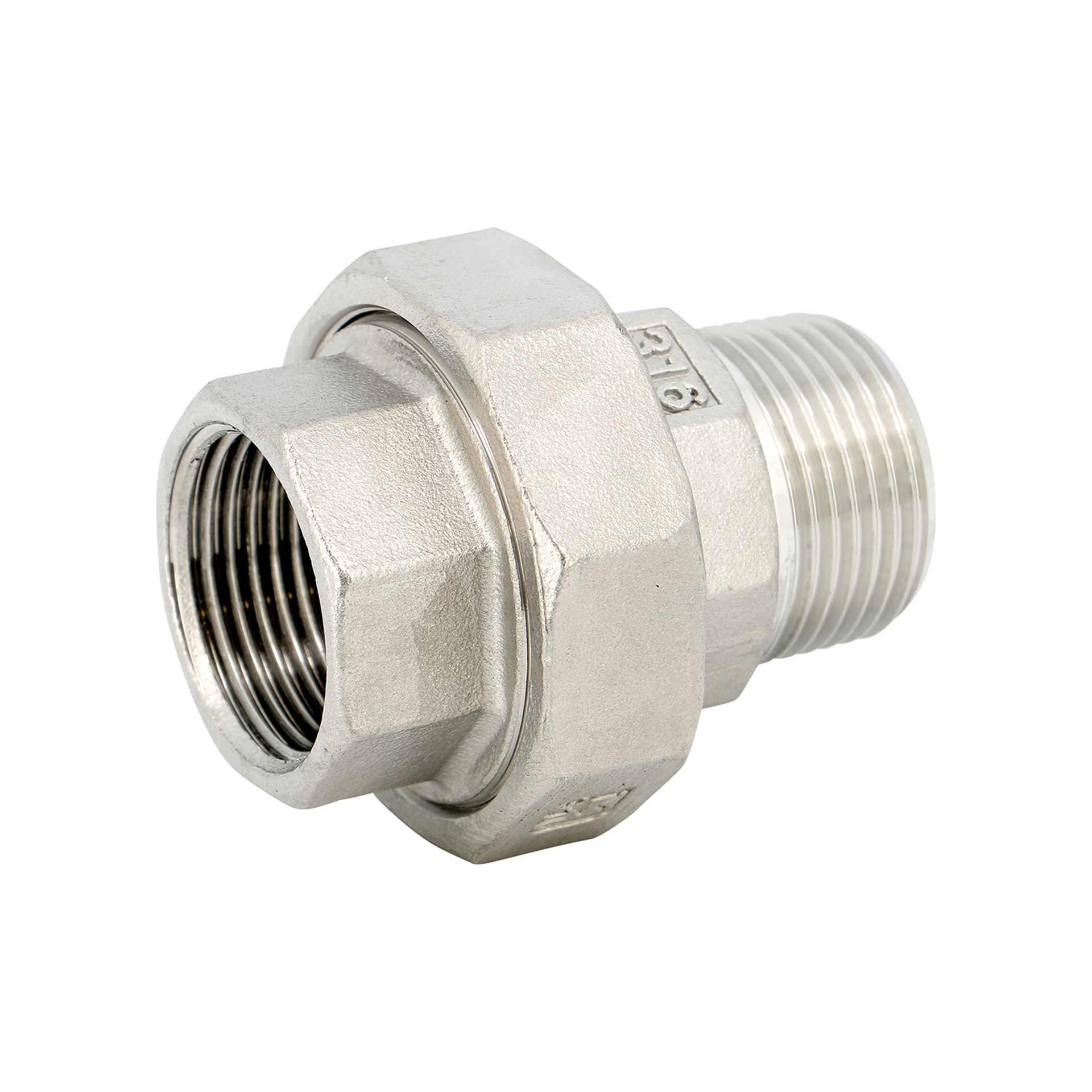 DRIEDELIGE KOPPELING RVS I341 1/4 MXF