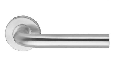 23-1-1.jpg Round door handle with rosette |Stainless steel, silver colored - Afbeelding 1