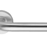 Round door handle with rosette |Acier inoxydable, silver colored