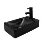 Aloni Lave-Mains - Sans Trop-Plein - Tap Hole Right - Céramique - 37,5x10,5x22cm - Noir Mat – Image 2