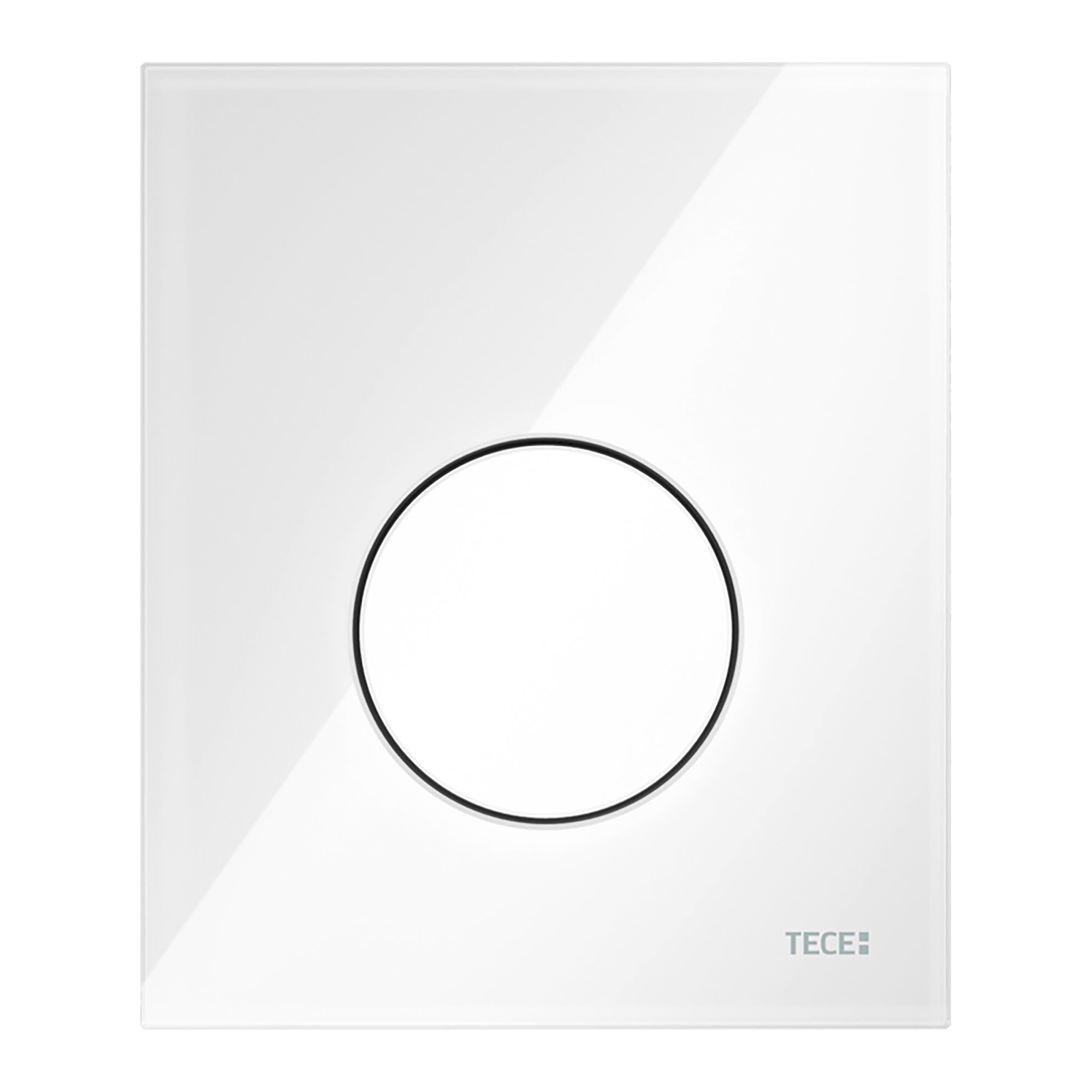 9242650-1.jpg TECELOOP URINOIRBEDIENINGSPLAAT VAN GLAS INCL. CARTOUCHE - GLAS GLANZEND WIT - TOETS GLANZEND WIT - Afbeelding 1