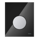 TECELOOP URINOIRBEDIENINGSPLAAT VAN GLAS INCL. CARTOUCHE - GLAS GLANZEND ZWART - TOETS MAT CHROOM