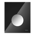 TECELOOP URINOIRBEDIENINGSPLAAT VAN GLAS INCL. CARTOUCHE - GLAS GLANZEND ZWART - TOETS GLANZEND CHROOM