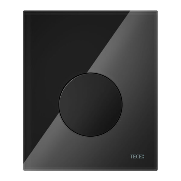 TECELOOP URINOIRBEDIENINGSPLAAT VAN GLAS INCL. CARTOUCHE - GLAS GLANZEND ZWART - TOETS GLANZEND ZWART