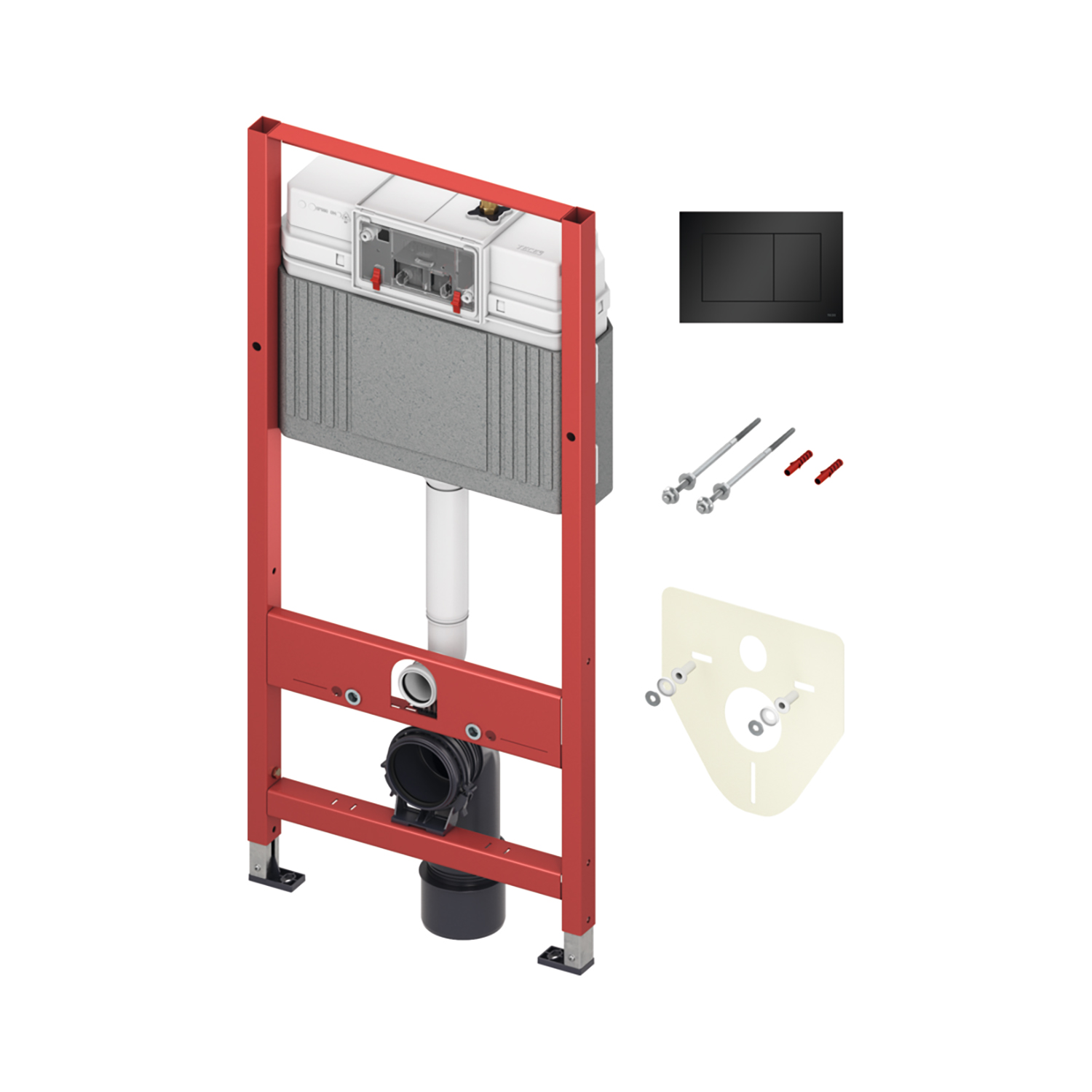 9400414-4-1.jpg TECEBASE WC CONCEALED FRAME WITH CISTERN + TECENOW bedieningsplaat MATTE BLACK - Afbeelding 1