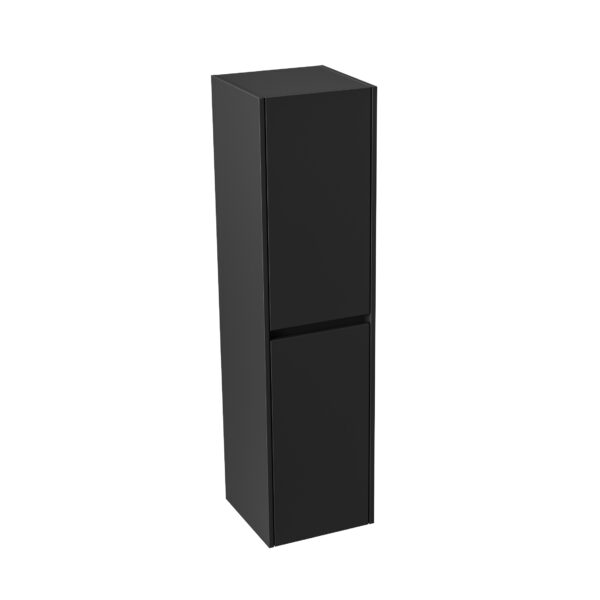 ARMOIRE COLONNE ALONI HAYAT - 2 PORTES - SANS POIGNÉE - SOFTCLOSE - RÉVERSIBLE - 35X135X35 CM - NOIR MAT