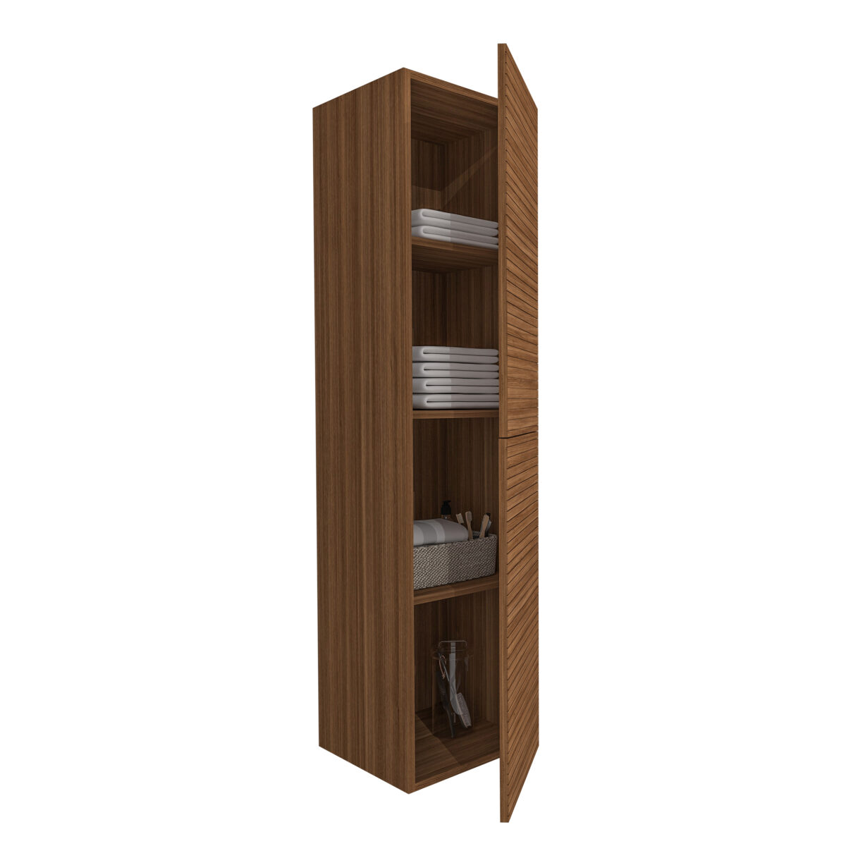 Armoire Colonne Elite Avec Relief Horizontal (160cm) - Noyer – Image 4