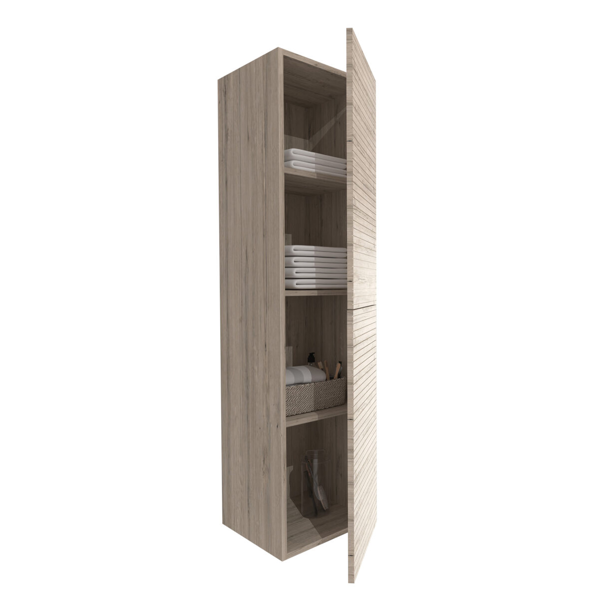 Armoire Colonne Elite Avec Relief Horizontal (160cm) - Bois Clair – Image 4