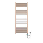 SÈCHE-SERVIETTES ÉLECTRIQUE BELRAD - AVEC THERMOSTAT NUMÉRIQUE PROGRAMMABLE - SMART WIFI - CONNEXION À DROITE - 700W - 1200X500 MM - KOPER BROSSÉ