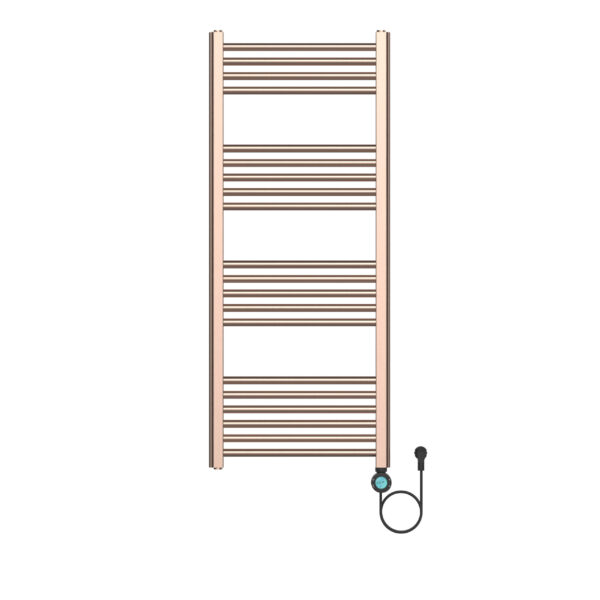 SÈCHE-SERVIETTES ÉLECTRIQUE BELRAD - AVEC THERMOSTAT NUMÉRIQUE PROGRAMMABLE - SMART WIFI - CONNEXION À DROITE - 700W - 1200X500 MM - KOPER BROSSÉ