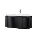 Armoire Lavabo Begonia - 1 Tiroir - Sans Poignée - Fermeture Douce - 99x42x52,5 Cm - Chêne Noir – Image 6