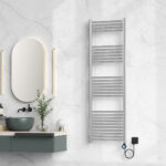 Sèche-Serviettes Électrique Belrad - Avec Thermostat Numérique Programmable - Smart Wifi - Raccordement À Droite - 700w - 1600x500 Mm - Rvs Brossé – Image 2