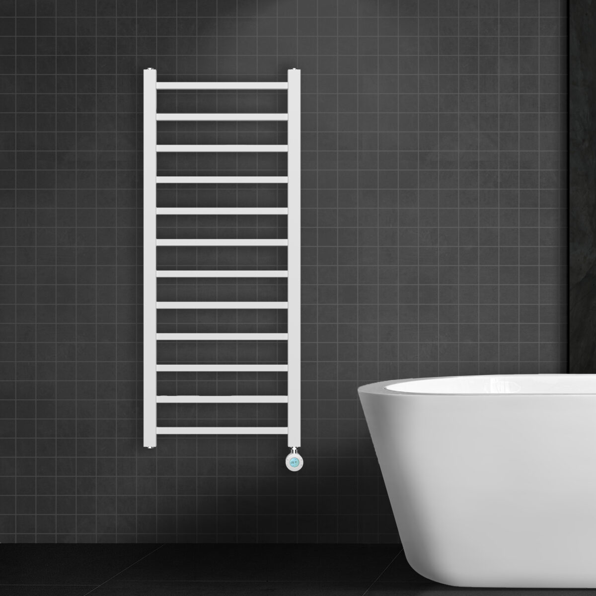 Sèche-Serviettes Électrique Belrad - Avec Thermostat Numérique Programmable - Raccordement À Droite - 551w - 1600x500 Mm - Blanc – Image 2