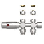 VANNE DE RADIATEUR - DESIGN - THERMOSTATIQUE - RACCORDEMENT MUR ET SOL - 1/2" mâleX16/2 M30 - INOX BROSSÉ