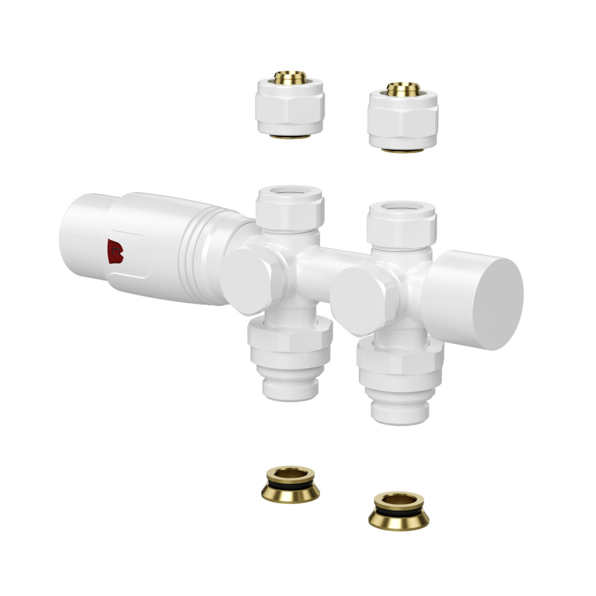 Vanne De Radiateur - Design - Thermostatique - Raccordement Mur Et Sol - 1/2" Mâlex16/2 M30 - Blanc Brillant – Image 2