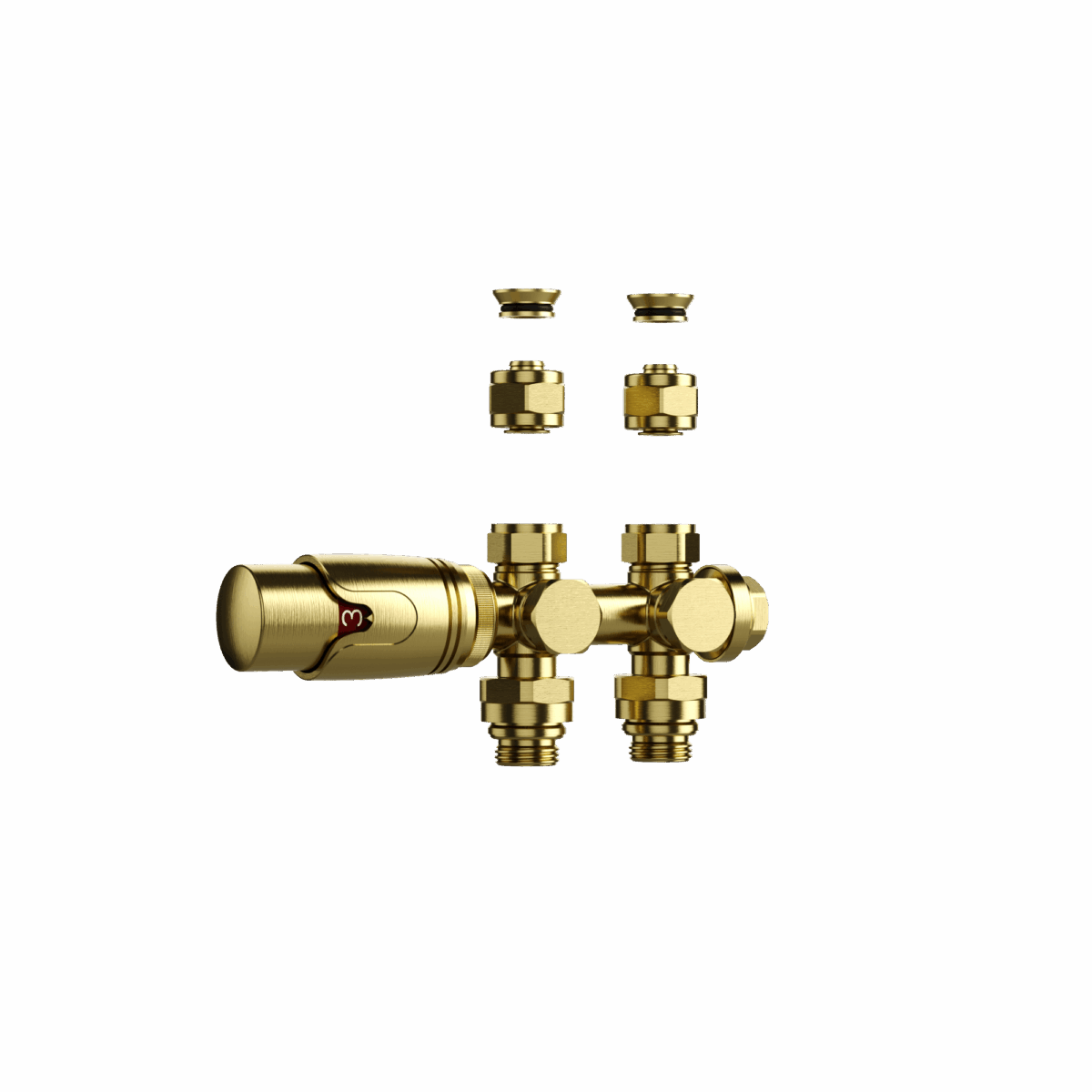 Vanne De Radiateur - Design - Thermostatique - Raccordement Mur Et Sol - 1/2" Mâlex16/2 M30 - Or Brossé – Image 2